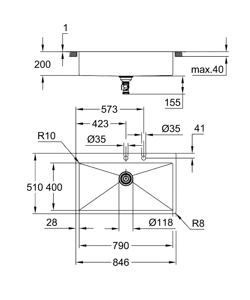 Chậu bếp Grohe K800 31584SD1