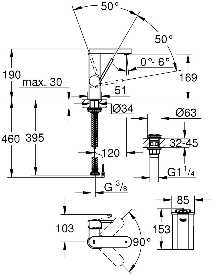 Vòi chậu Grohe Plus Basin LED 23958003 - Size M