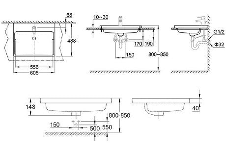 Chậu bán âm Grohe Eurocube 39311000