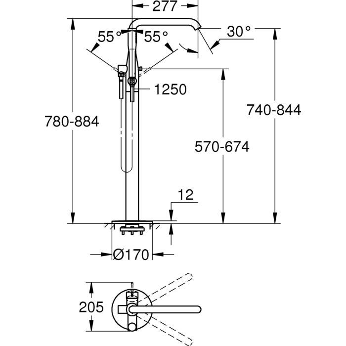 Vòi sen đặt sàn Grohe Esence New 23491GN1