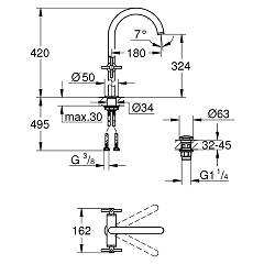 Vòi chậu Grohe Atrio 21044DA3 - Size XL