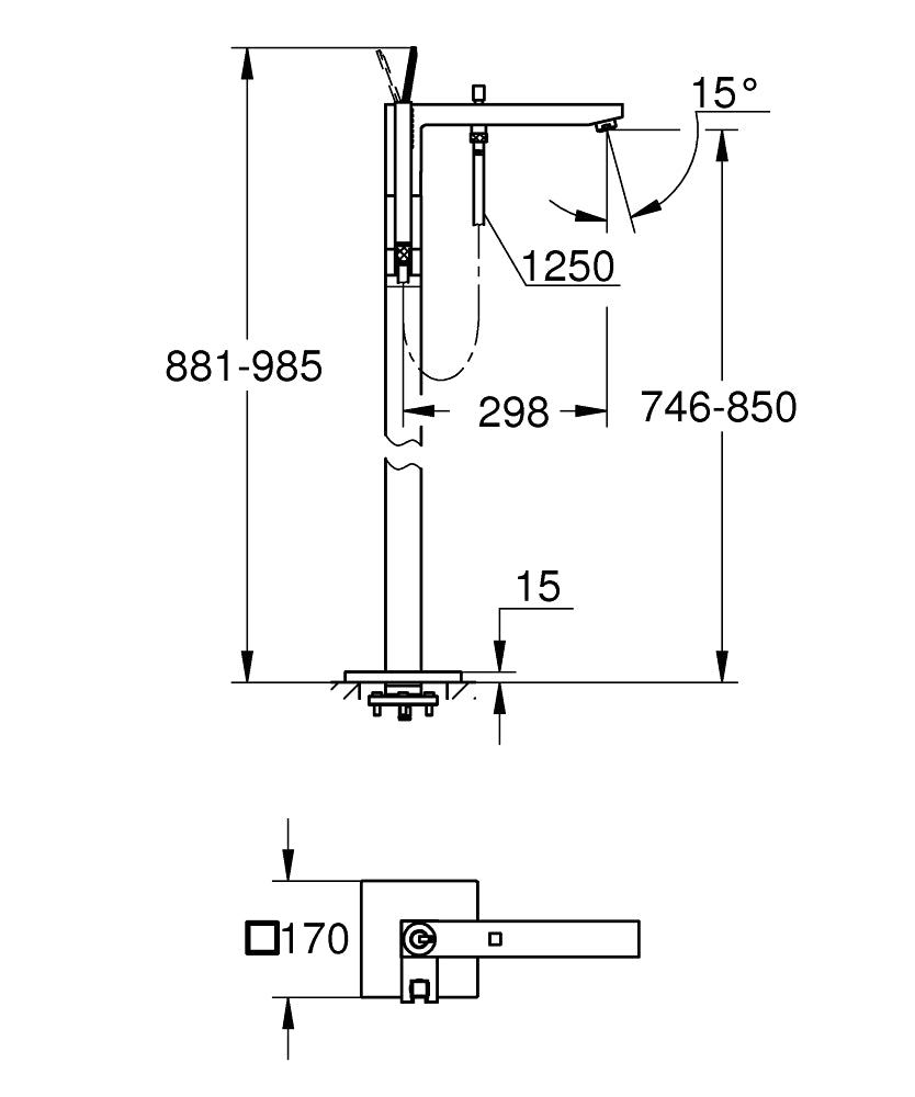 Vòi xả bồn đặt sàn Grohe 23667001 (Chưa bao gồm bộ âm)