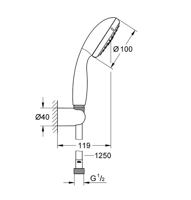Tay sen + dây sen + giá đỡ GROHE NTempesta 100 II 27799000