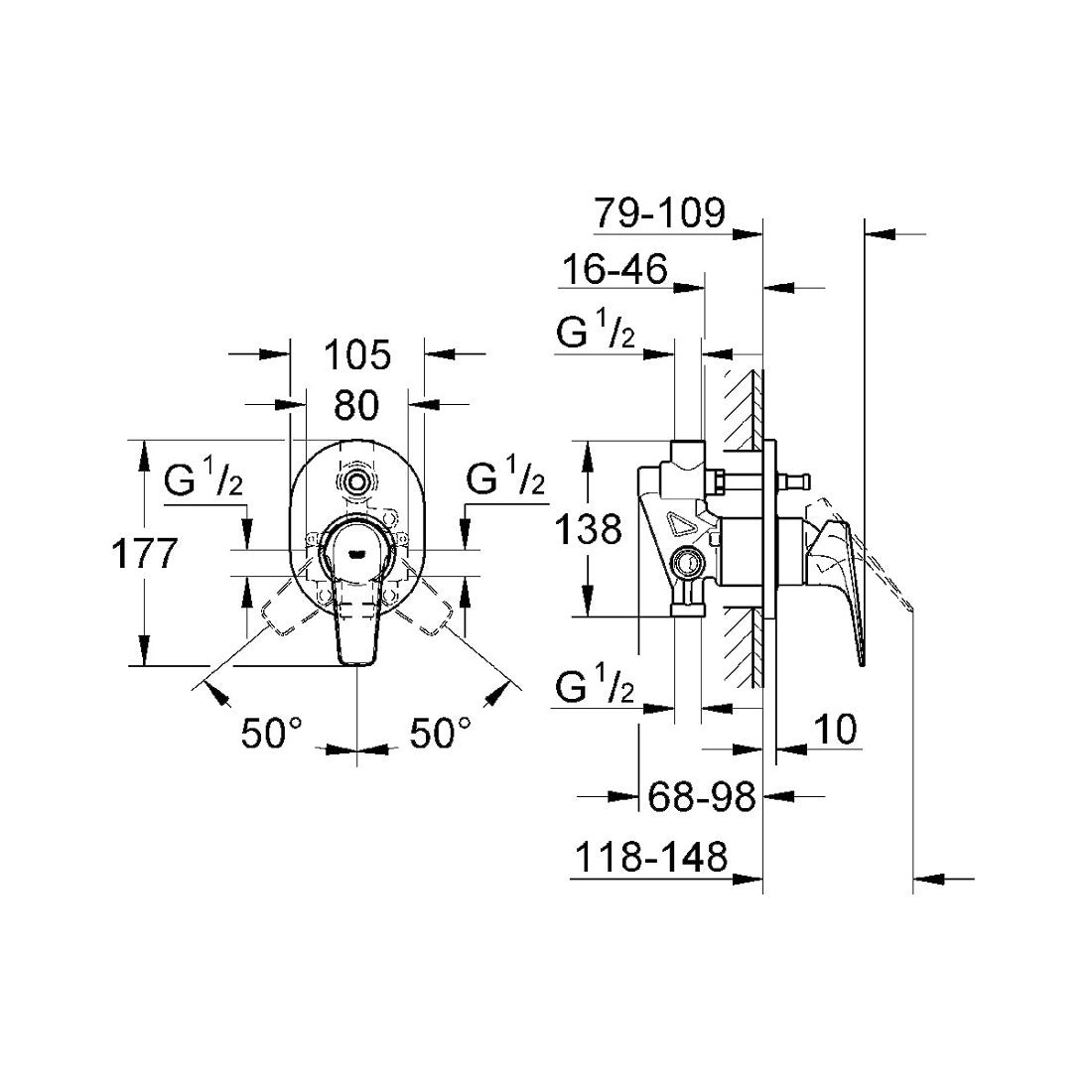 Bộ trộn sen tắm Grohe BauFlow 29045000 ( Đã bao gồm bộ âm )