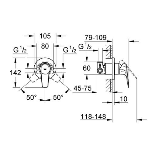 Bộ trộn nhiệt sen âm Grohe BauFlow 29046000