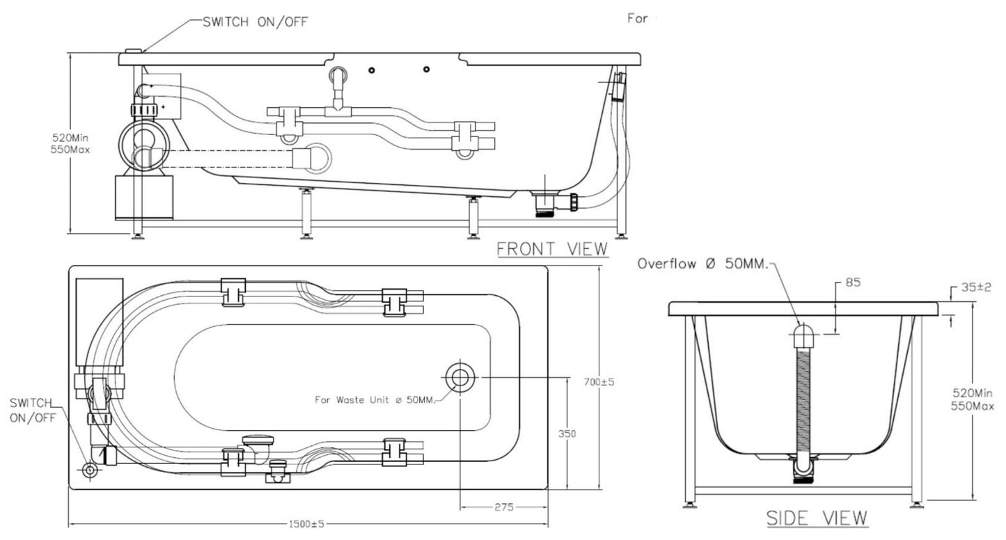 Bồn tắm âm sàn American STandard 7240100-WT