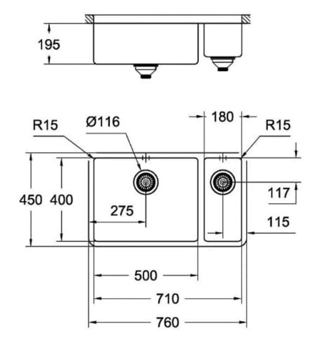 Chậu bếp Grohe K700U Sink 80 31575SD1