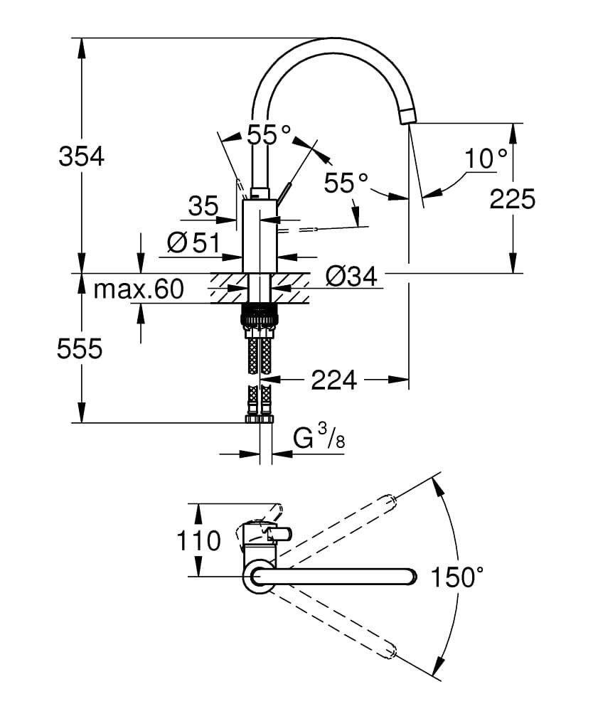 Vòi chậu Grohe Eurosmart 32843002
