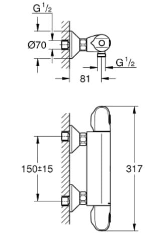 Bộ trộn nổi Grohe Grohtherm 1000 34143003