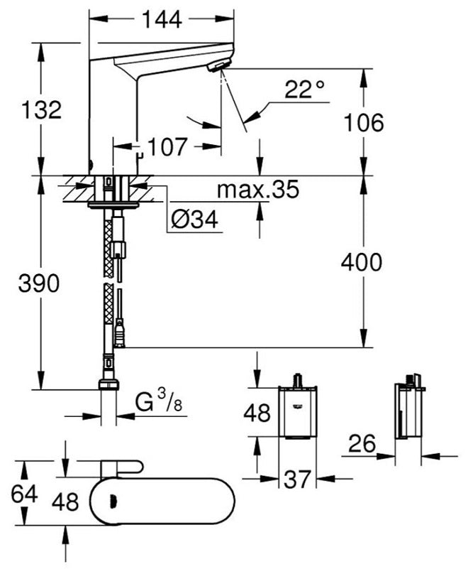 Vòi chậu cảm ứng Grohe Eurosmart 36325001