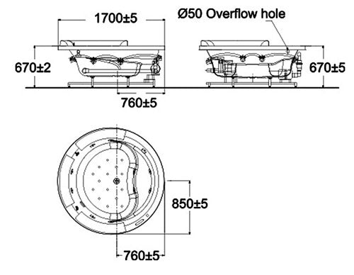 Bồn tắm âm sàn American Standard 70202100-WT