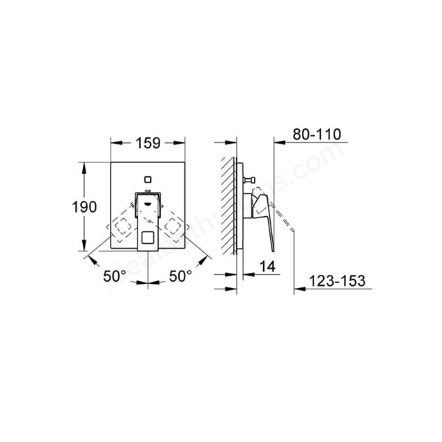 Mặt nạ bộ sen âm Grohe Eurocube 19896000