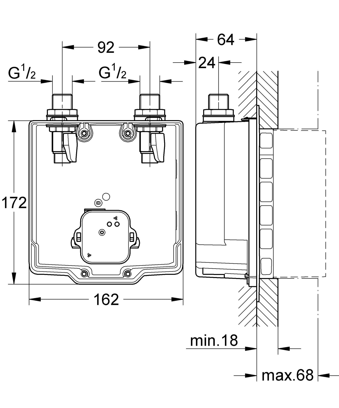 Bộ âm cho vòi gắn tường Grohe Eurosmart 36339000