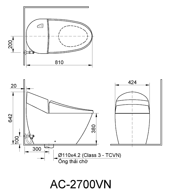Bàn cầu một khối Inax AC-2700VN/BW1