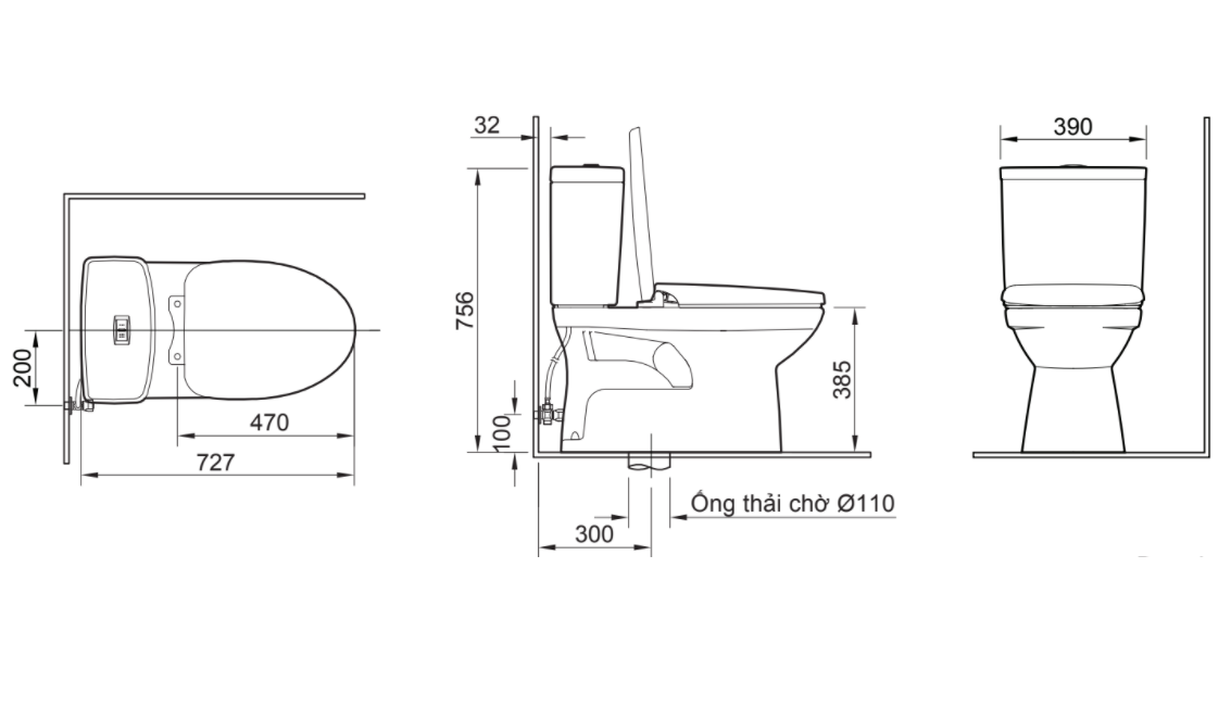 Bàn cầu hai khối + nắp rửa cơ Inax AC-504A+CW-S15VN