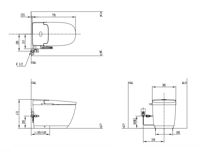 Bàn cầu điện tử Inax AC-816VN/BW1