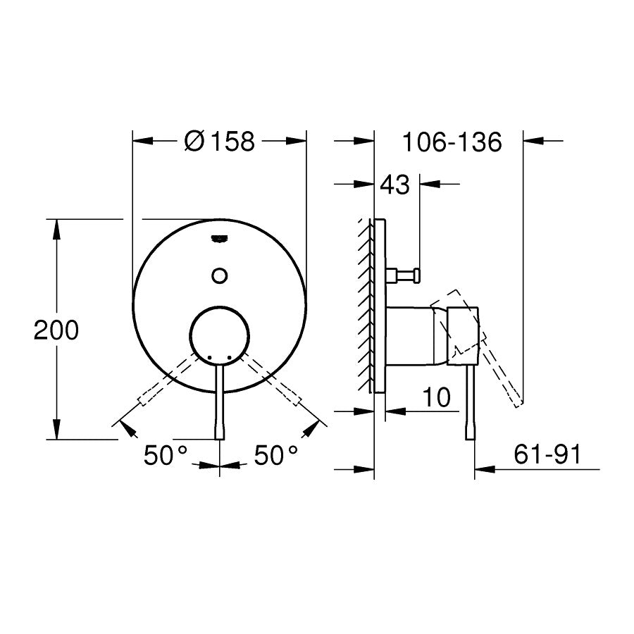 Mặt nạ bộ trộn âm Grohe Essence 24058DA1
