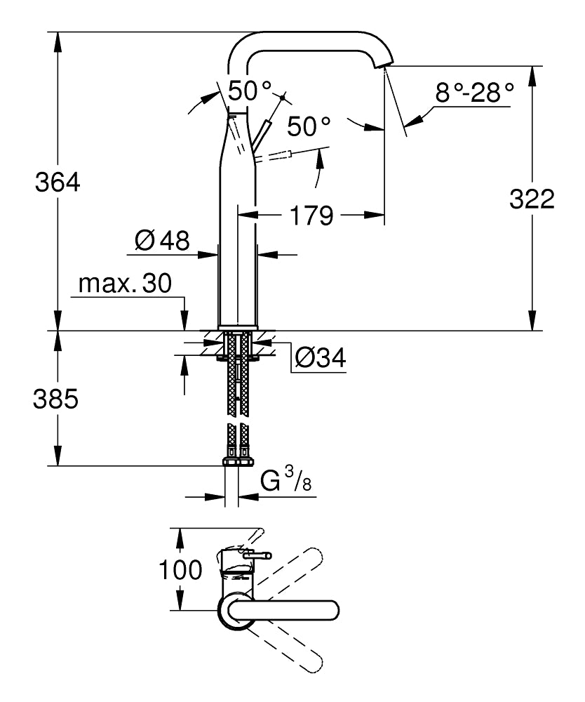 Vòi chậu Grohe Essence 32901001 XL-SIZE