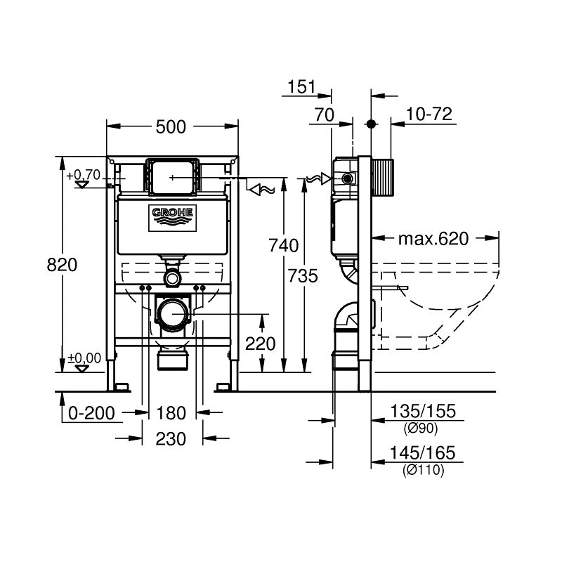 Két nước âm tường Grohe 38526000