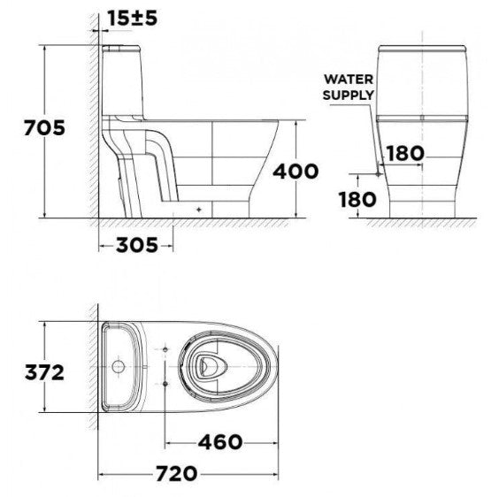 Bàn cầu một khối + nắp rửa điện tử American Standard Loven VF-1862PR