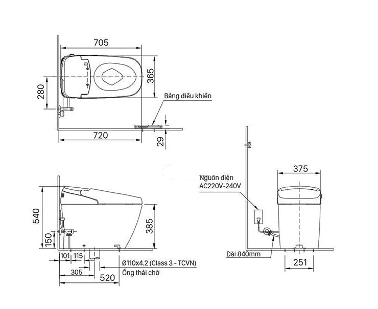 Bàn cầu điện tử Inax AC-G216VN/BW1