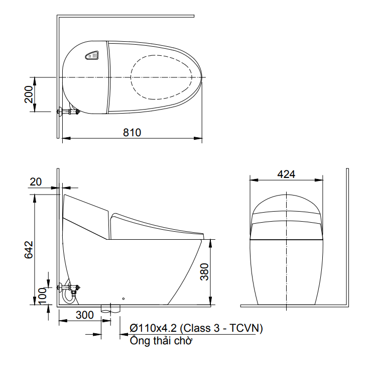 Bàn cầu một khối + nắp rửa điện tử Inax AC-2700+CW-KA22AVN