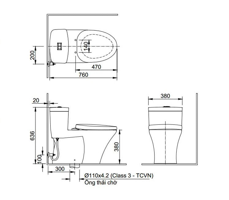 Bàn cầu một khối + nắp rửa điện tử Inax AC-900R+CW-H18VN