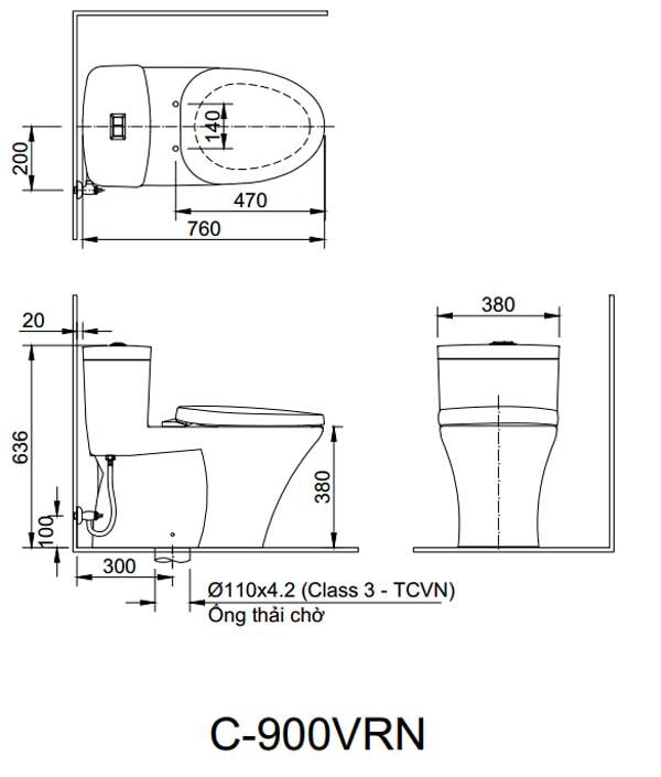 Bàn cầu một khối + nắp rửa điện tử Inax AC-900R+CW-H17VN