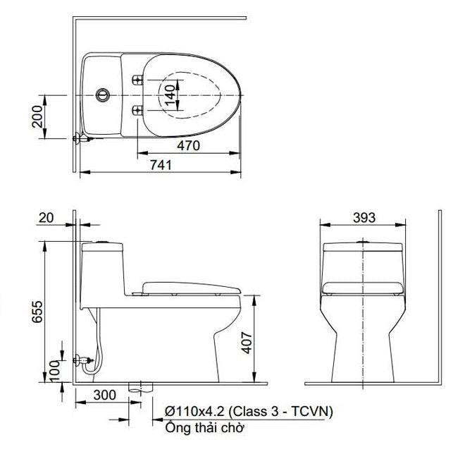 Bàn cầu một khối + nắp rửa điện tử Inax AC-939+CW-KA22AVN