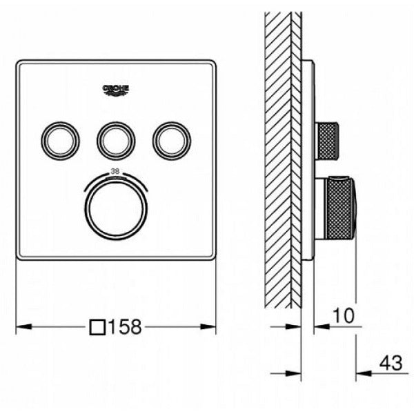 Mặt nạ bộ trộn âm Grohe Grohtherm SmartControl 29126000 ( chưa bao gồm bộ âm )