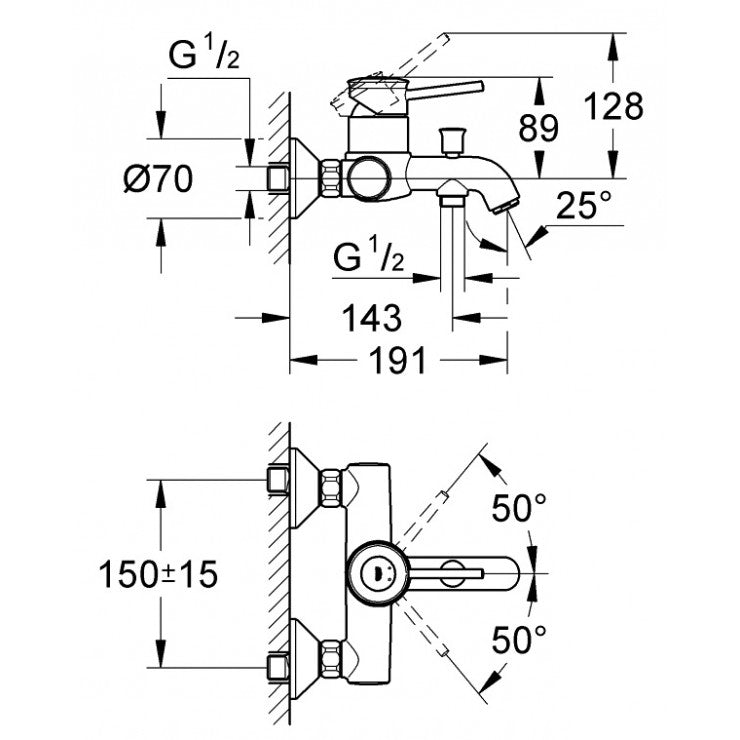 Bộ trộn nổi Grohe BauClassic 32865000