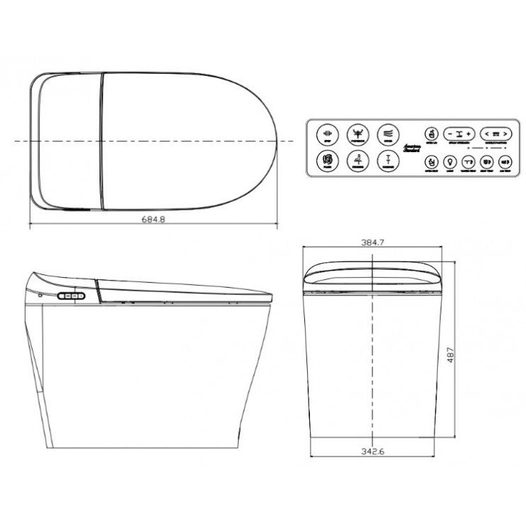 Bàn cầu điện tử American Standard e-Lite WP-70DY