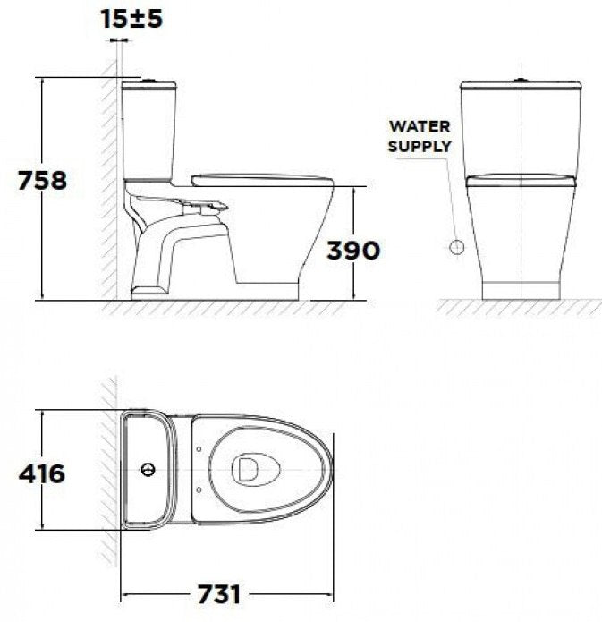 Bàn cầu hai khối + nắp rửa thông minh American Standard Loven VF-2162SW