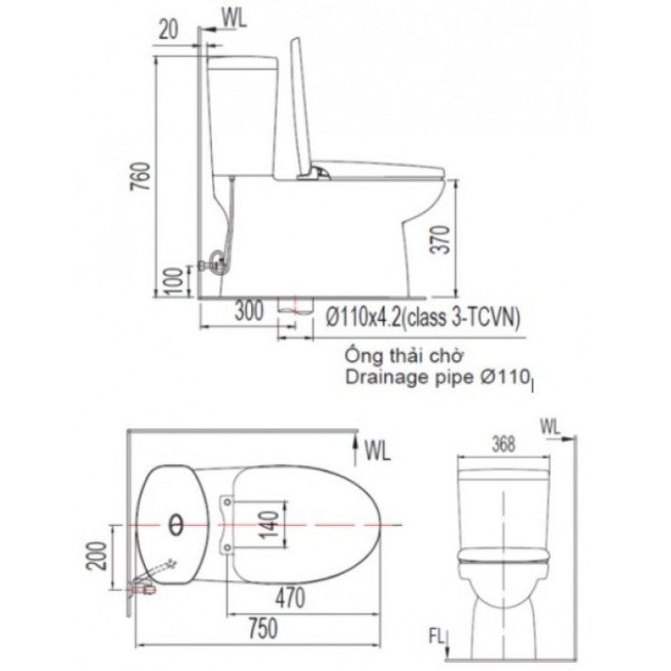 Bàn cầu hai khối + nắp thông minh American Standard VF-2719SW