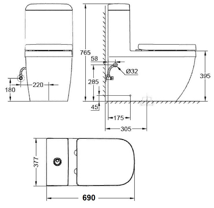 Bàn cầu một khối đặt sàn Grohe Eurosmart 39119001