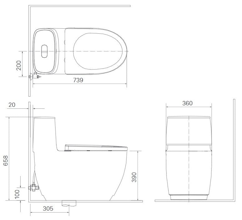 Bàn cầu một khối + nắp rửa điện tử Inax AC-1052+CW-KA22AVN