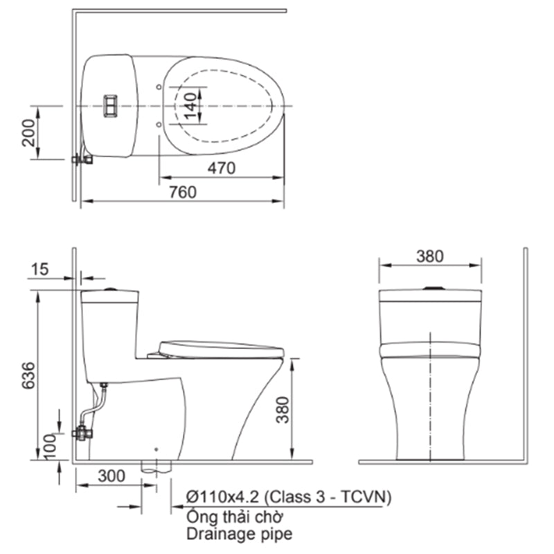 Bàn cầu một khối + nắp rửa điện tử Inax AC-900R+CW-KA22AVN