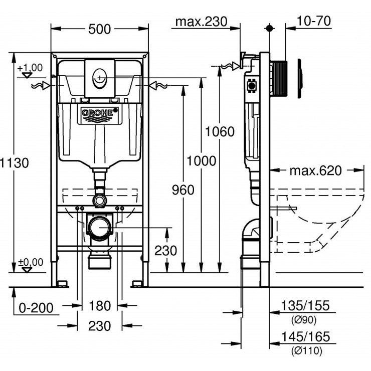 Két nước âm tường Grohe 3 trong 1 38722001