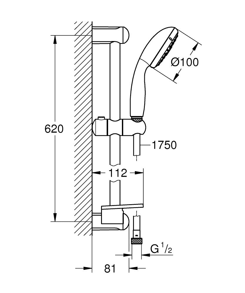 Thanh trượt, tay , dây sen Grohe 27929001