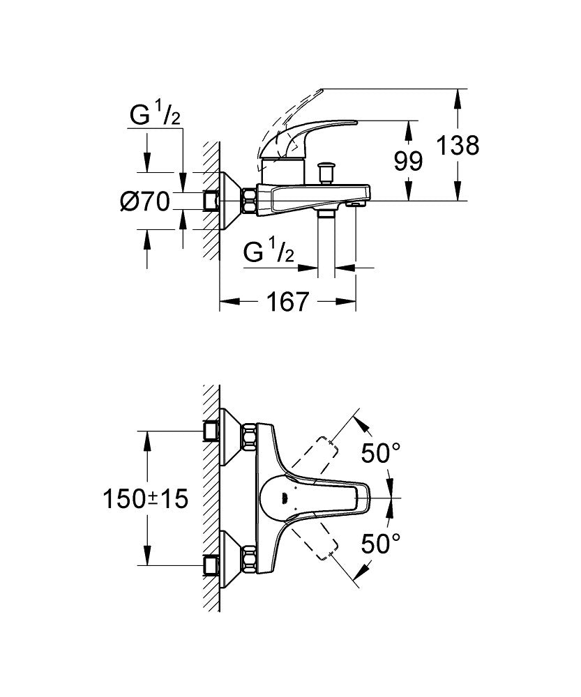 Bộ trộn nổi Grohe BauCurve 32806000