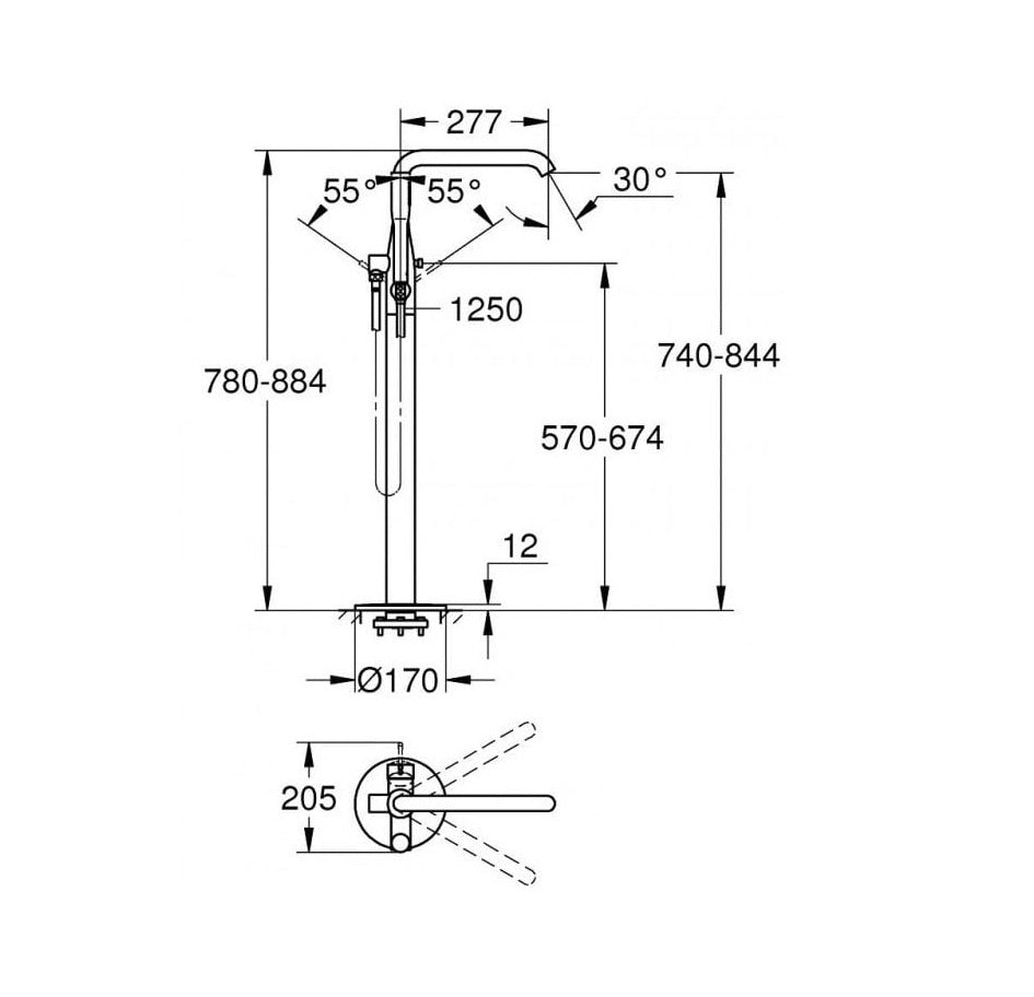 Vòi bồn tắm đặt sàn Grohe Essence 23491001