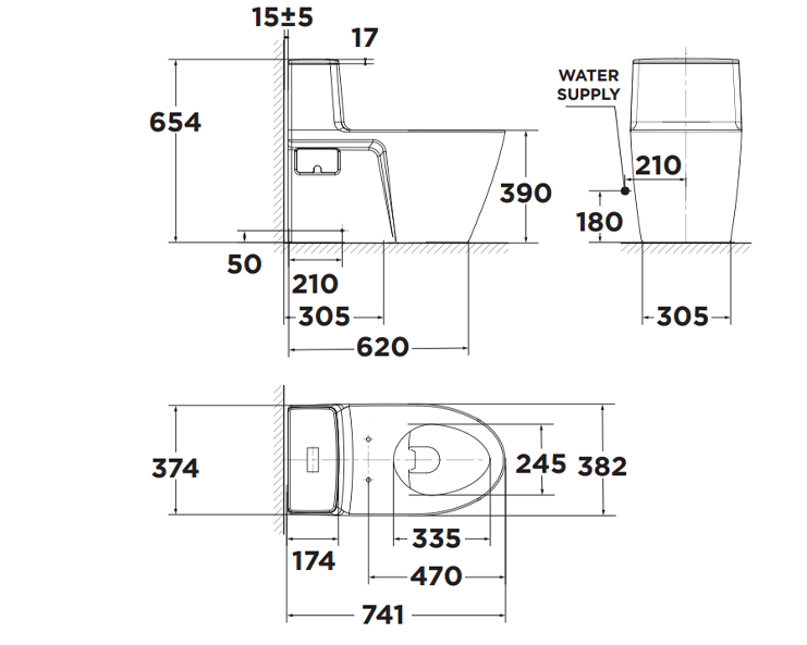 Bàn cầu một khối + nắp rửa American Standard VF-1808TPR