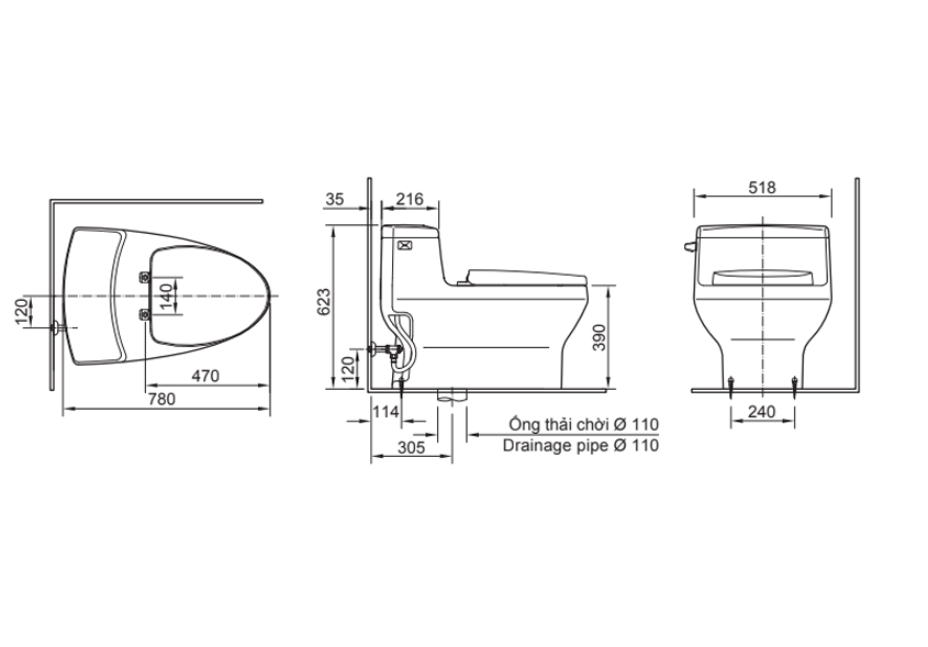 Bàn cầu một khối + nắp rửa điện tử Inax AC-4005+CW-KB22AVN