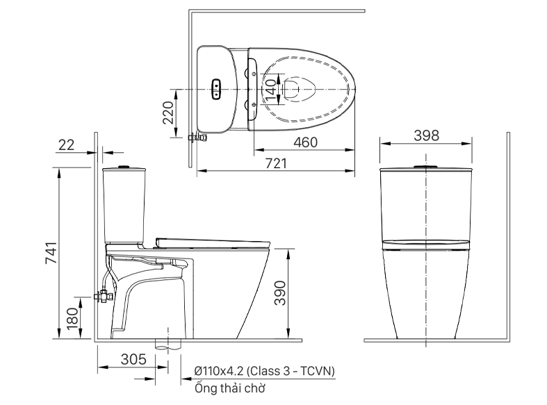 Bàn cầu hai khối + nắp rửa cơ Inax S200 AC-602+CW-S32VN