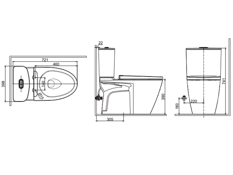 Bàn cầu hai khối + nắp rửa điện tử Inax S200 AC-602+CW-H17VN