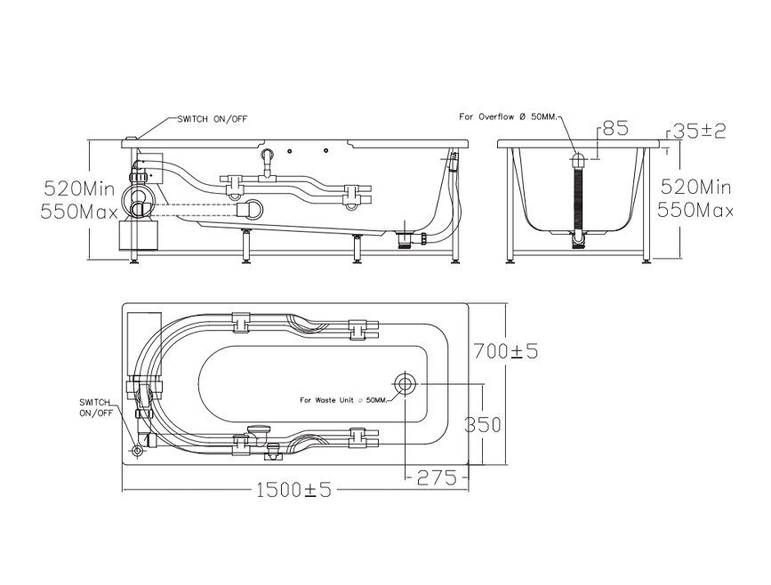 Bồn tắm âm sàn American Standard 7140-WT