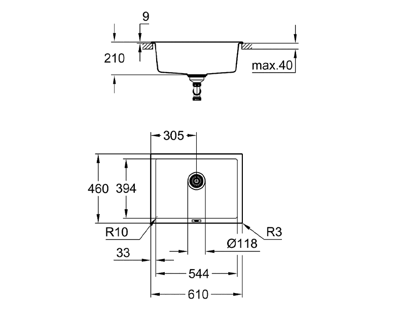 Chậu bếp Grohe K700U Composite 31655AP0