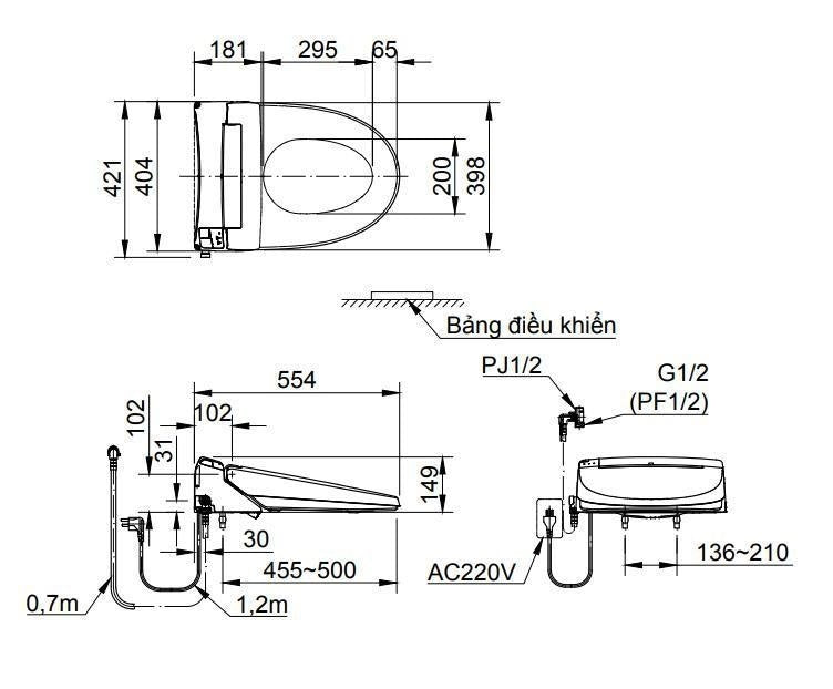 Bàn cầu một khối + nắp rửa điện tử Inax AC-1135+CW-KA22AVN