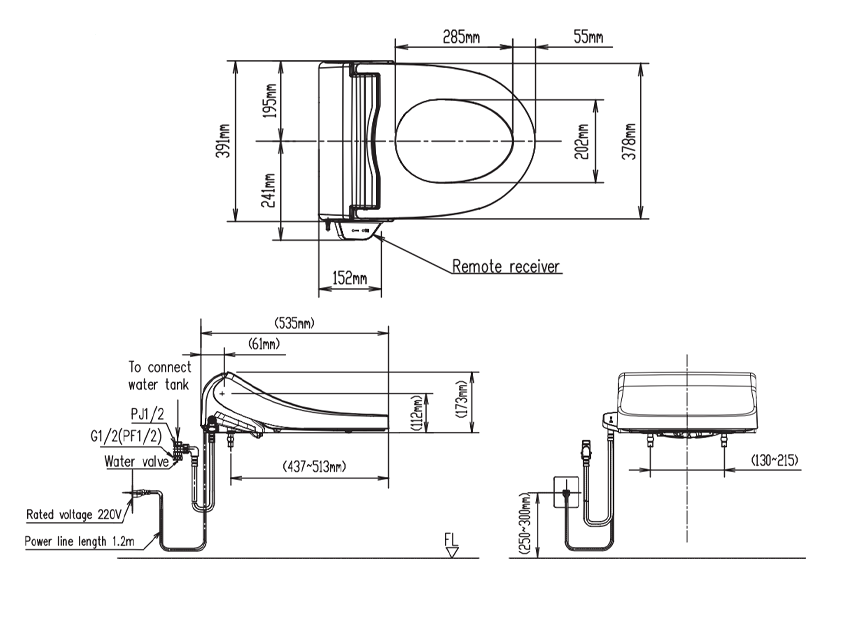 Bàn cầu một khối+nắp rửa điện tử American Standard Loven VF-1863PR