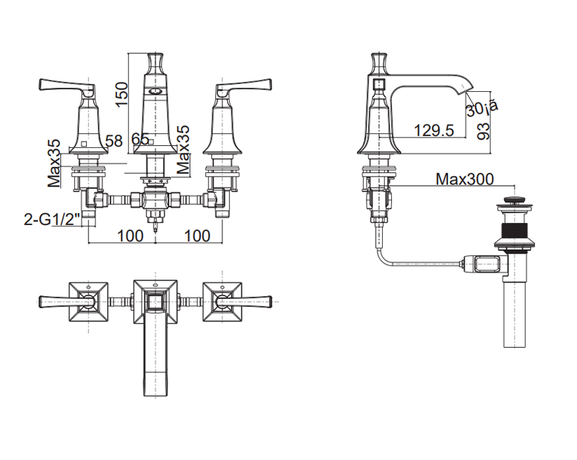 Vòi chậu 3 lỗ American Standard WF-1603